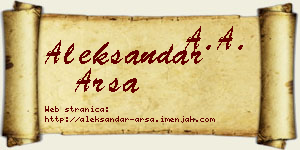 Aleksandar Arsa vizit kartica